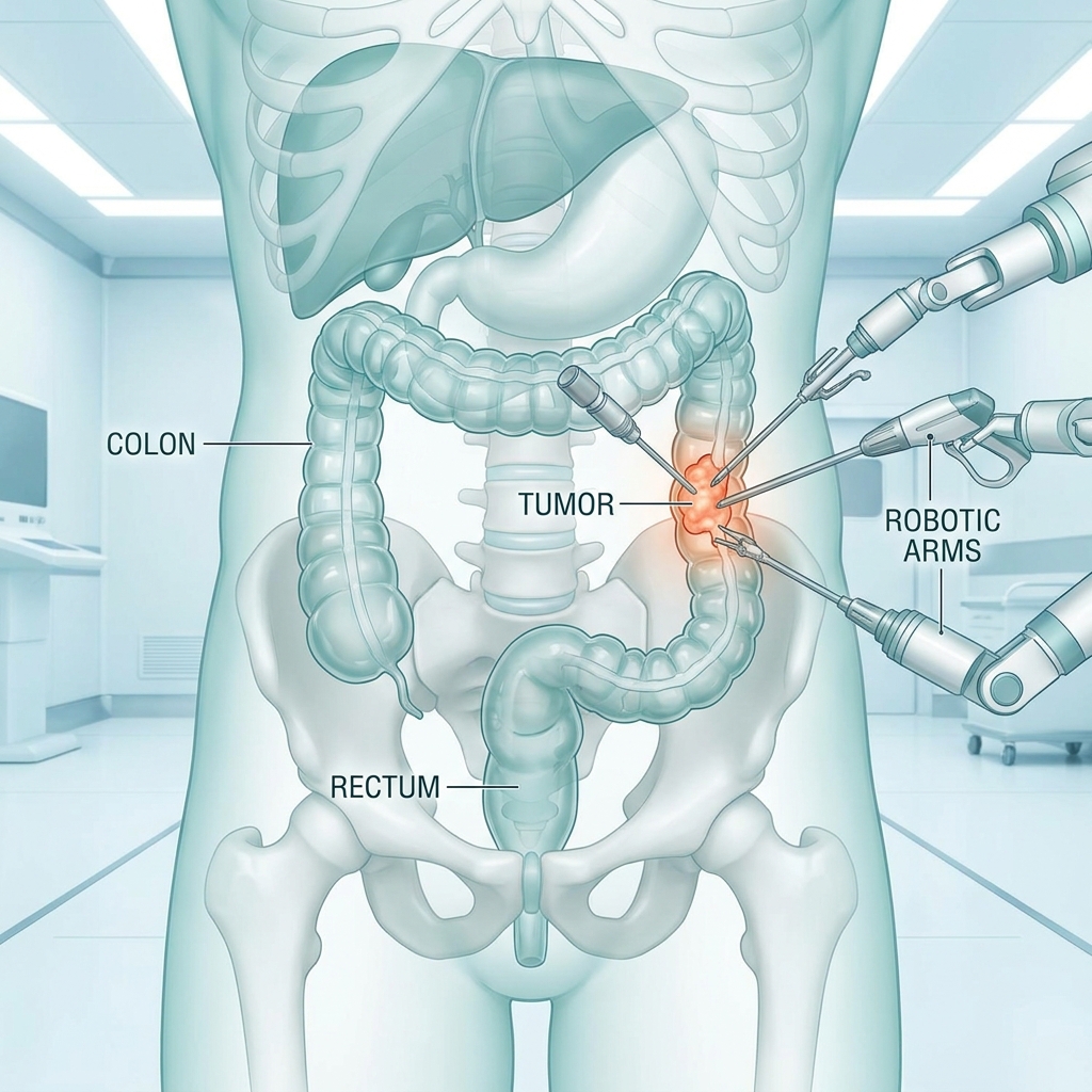 Anatomy illustration of the colon and rectum
