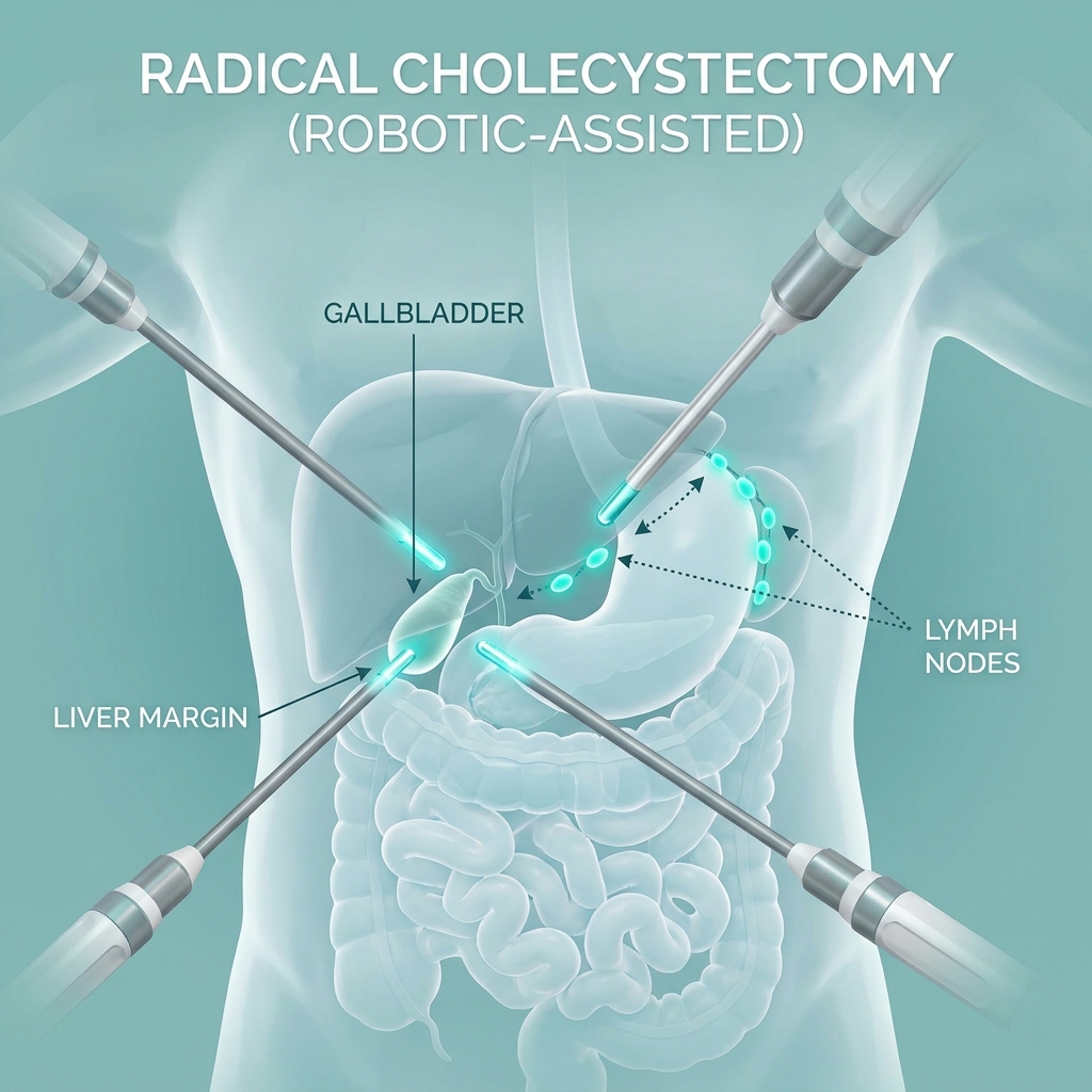 Radical cholecystectomy, robotic-assisted